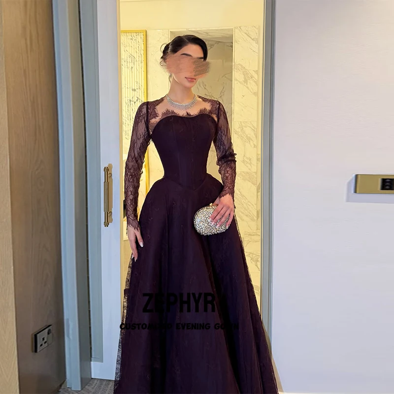 فستان سهرة من الدانتيل من ZEPHYR، فساتين سهرة واسعة، فساتين حفلات، فستان رسمي عربي، فستان لحفلات الزفاف، فستان ضيوف، قابل للتخصيص