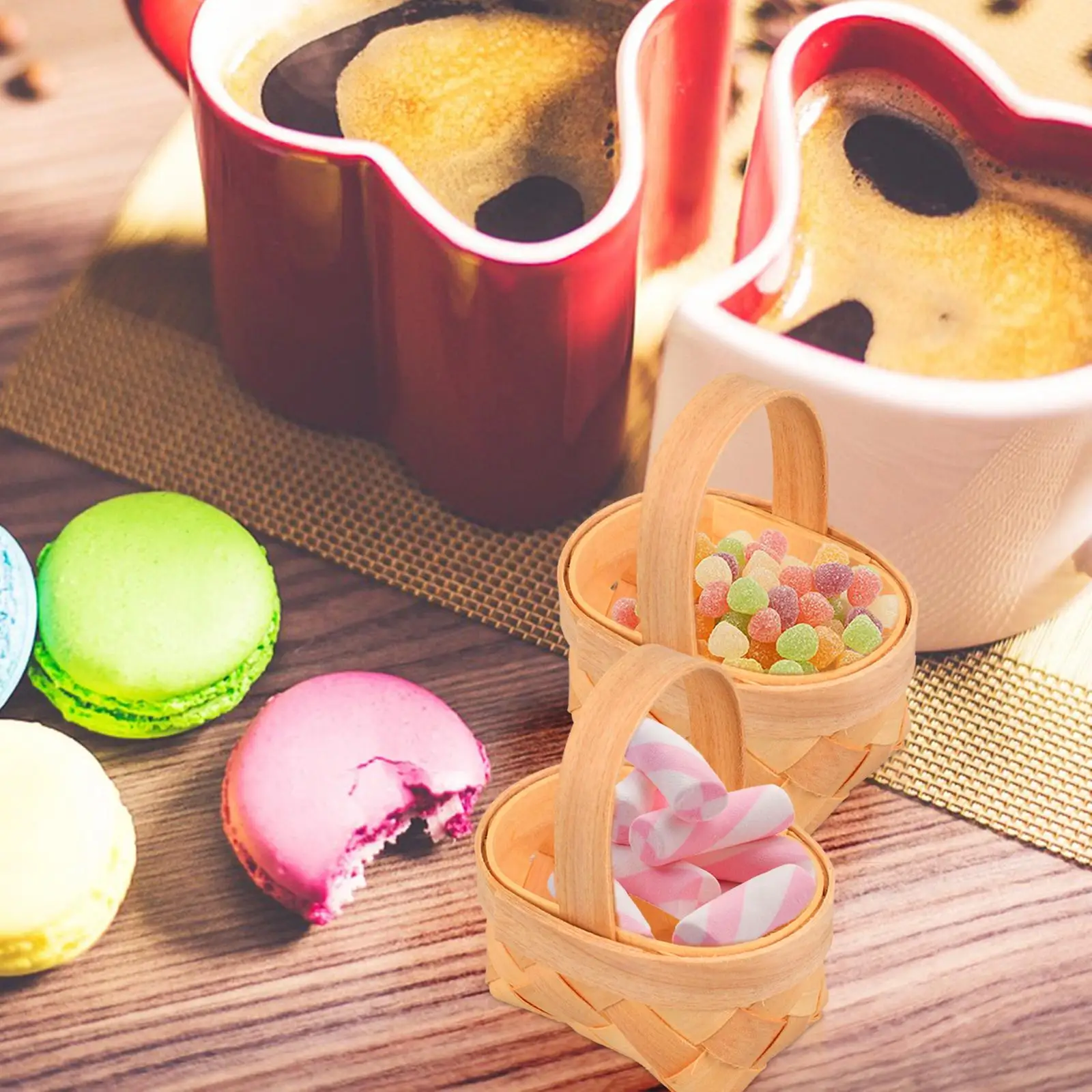 20 Pcs Wood Chip Candy Hamper Mini Basket Gift Package Wooden Small Decorations Woven Baskets Playing House Tote Baby Fruit 2