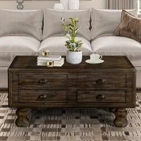 Coffee Table, 40-Inch Cocktail Tables Living Room Center Tables with 4 Storage Drawers, Coffee Table 1