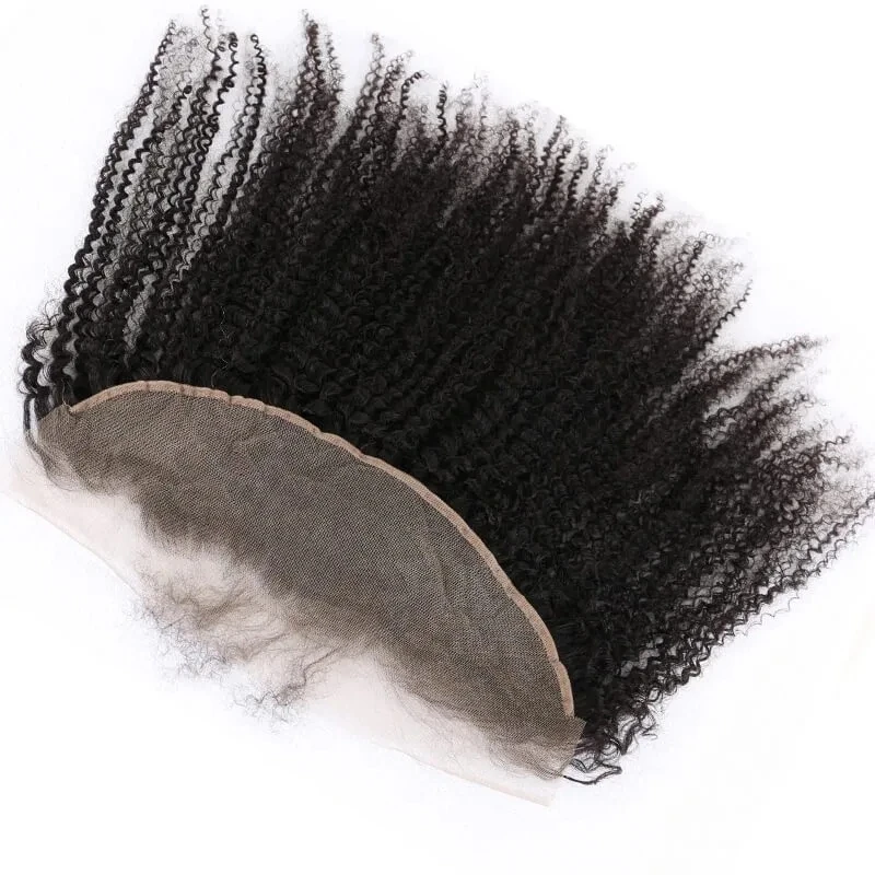 Afro Kinky Curly Lace Frontal 13x4 Ear To Ear Brazilian Remy Hair 150% Density