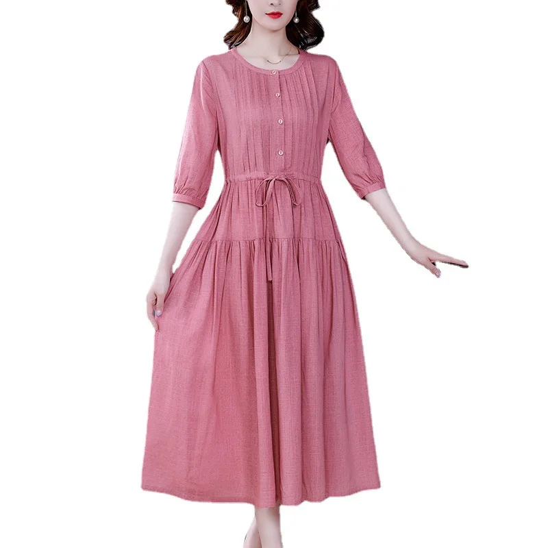 

Women's summer new thinning temperament literary linen skirt and long skirt dress