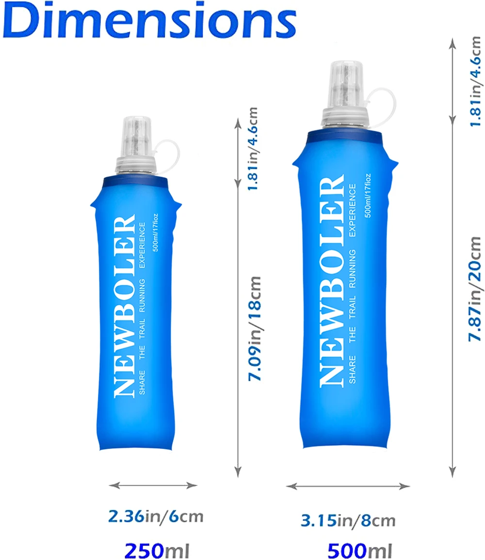 Bouteille d'Eau Souple Pliable en TPU, pour la Course à Pied, Sac d'Hydratation, GlaSD09 SD10, 250/500ml