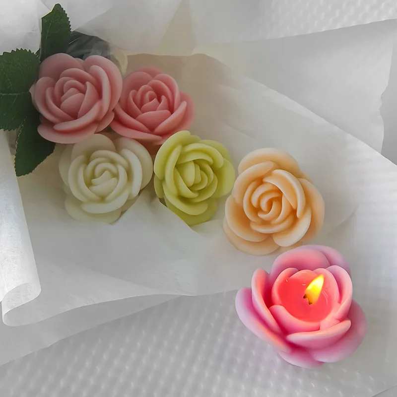 DIY Rose Aroma Candle Silicone Mold Handmade Gifts Flowers Plaster Resin Ornaments Mould Soap Candle Making Supplies