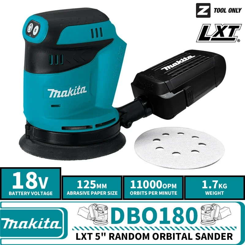 Disc Orbital Sander Makita DBO180Z Lithium Ion 18V Cordless Rechargeable Disc Random Orbital Sander Woodworking Sanding Putty Polishing Bare Tool