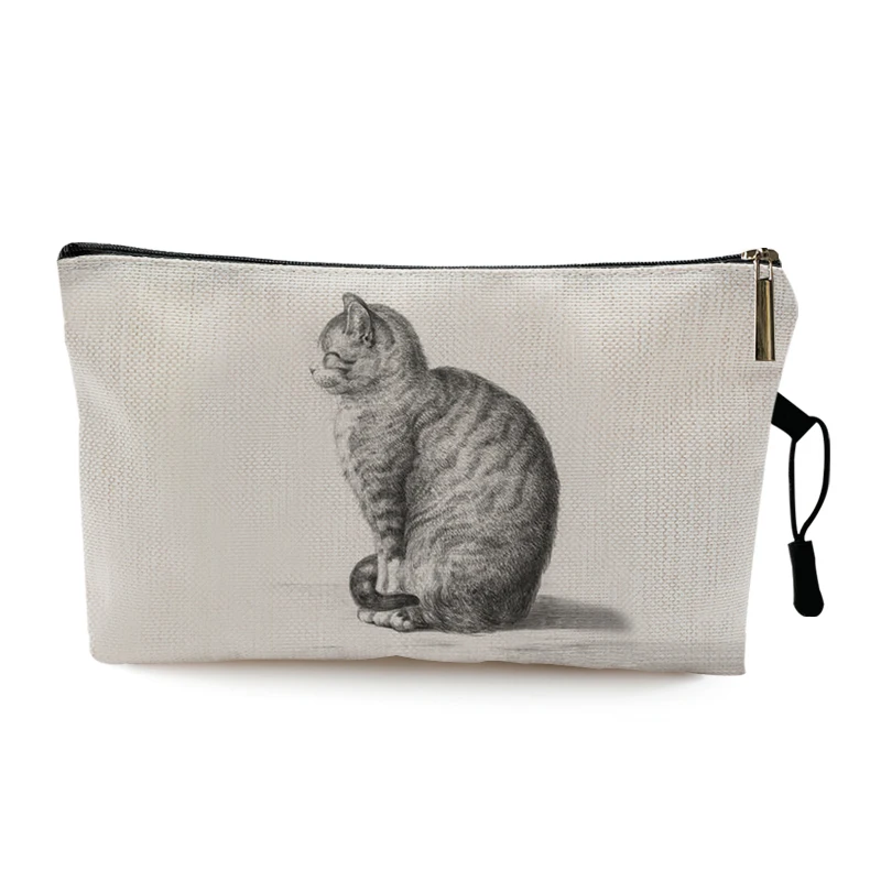 

Cute Cat Painting Print Women Makeup Case Cosmetic Bag Side Bag for Ladies Trousse Scolaire Fille Purse