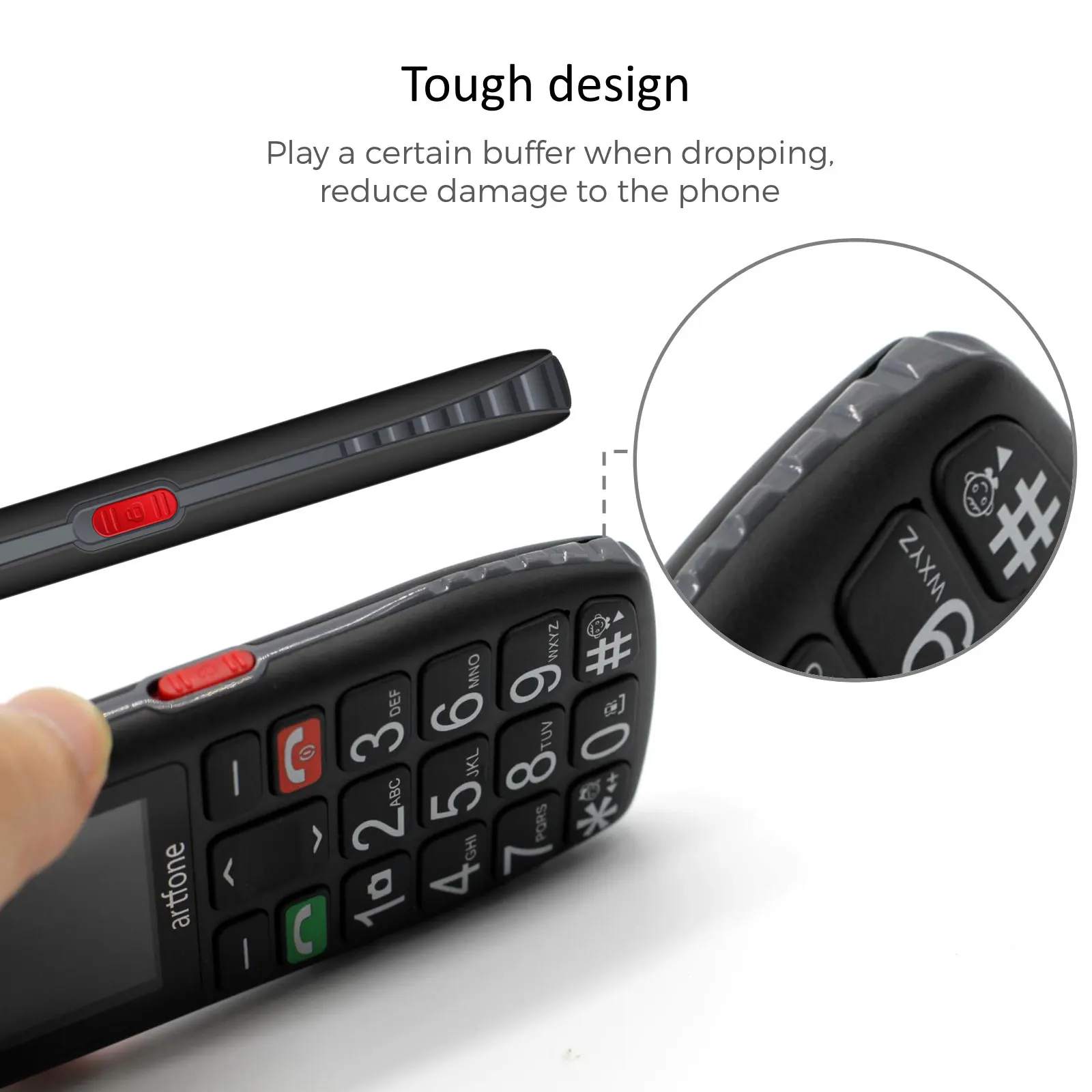 Unlocked Bar Senior Mobile Phone Artfone C1 Elderly Cellphone Dual Sim One Key SOS Emergency Button GSM 2G FM Torch Bluetooth 4