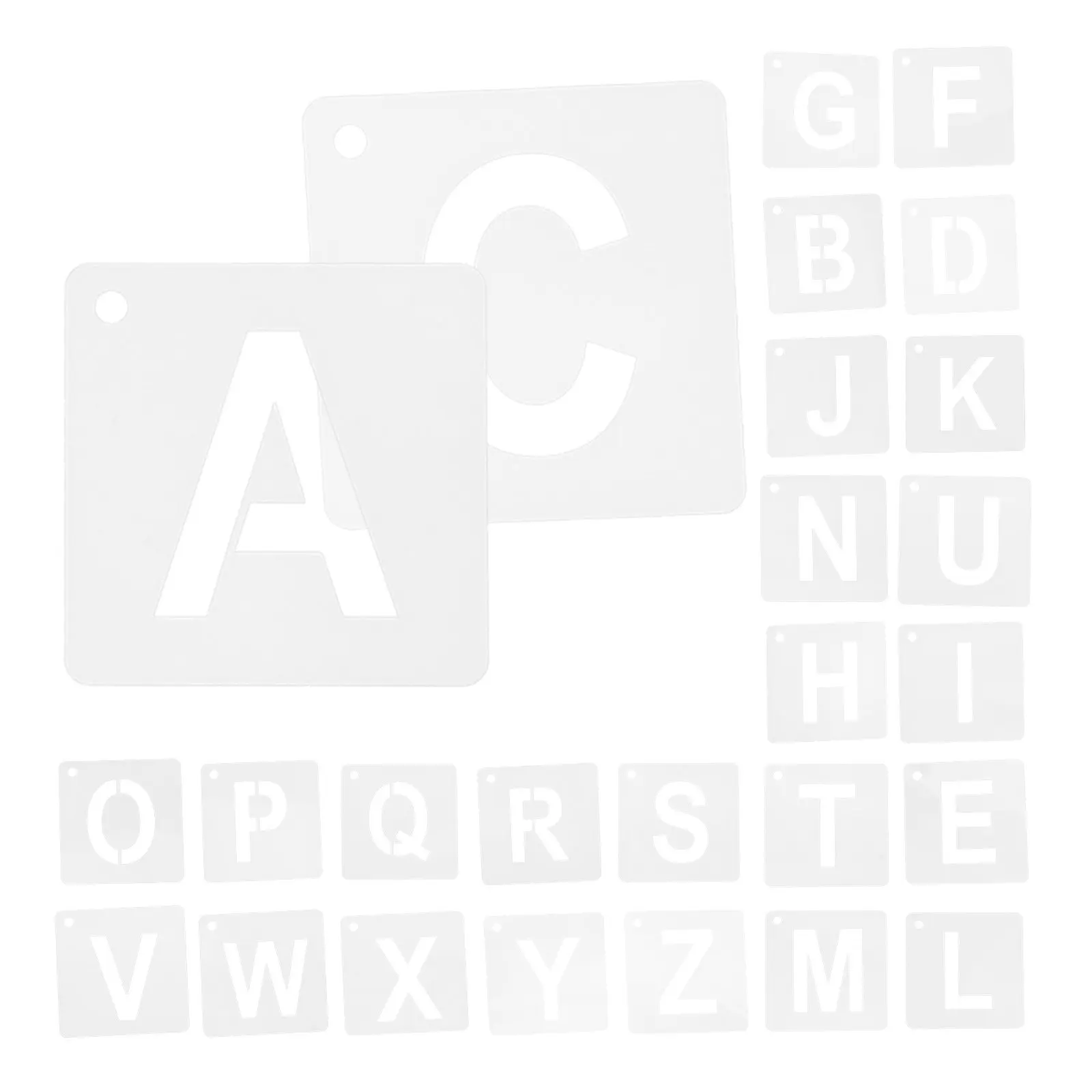 1세트 미니 알파벳 스텐실 A-Z 대문자 재사용 가능 플라스틱 스텐실 글자 인 페인팅 공예 저널링용