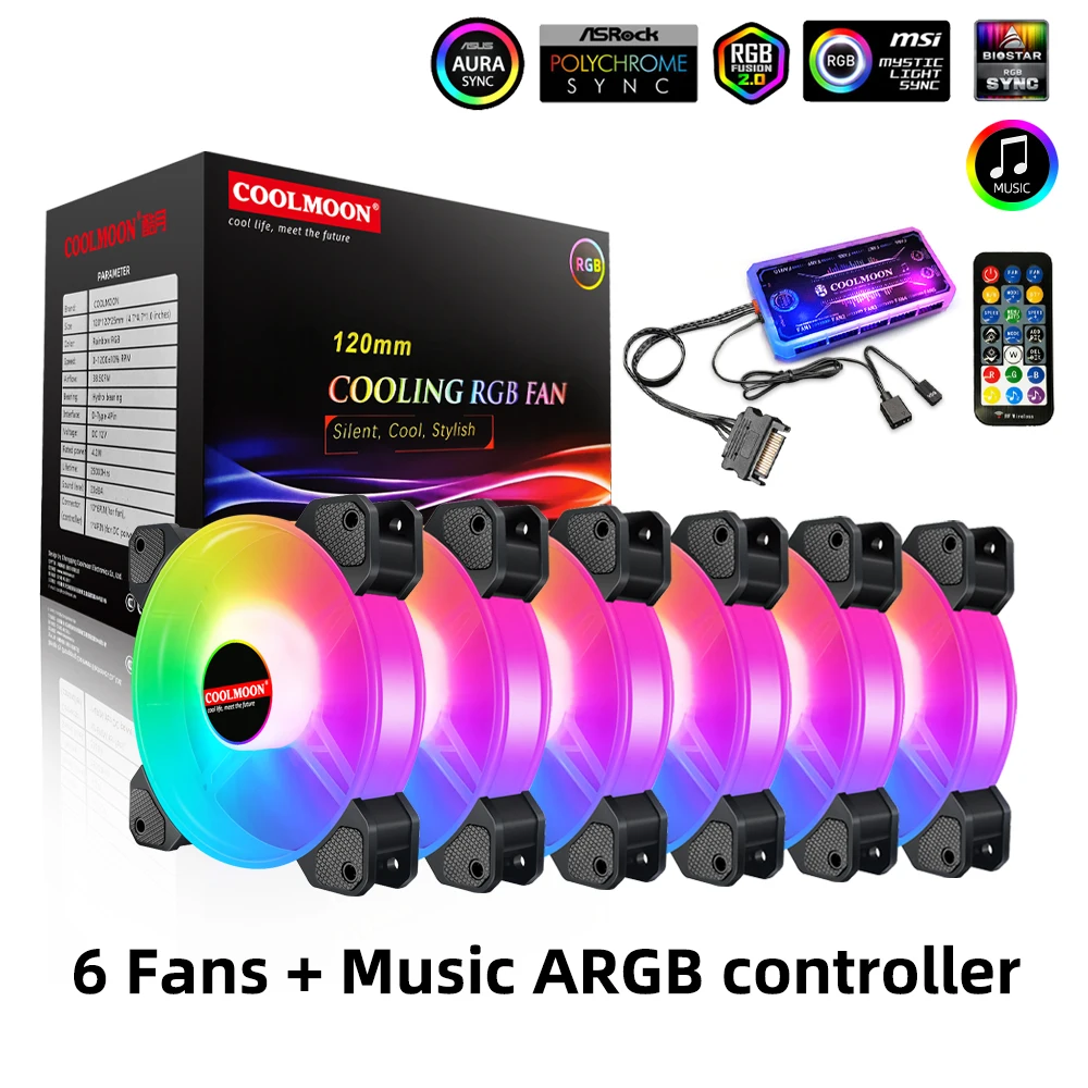RGB чехол для вентиляторов 120 мм тихий компьютерный охлаждающий ПК Вентиляторы
