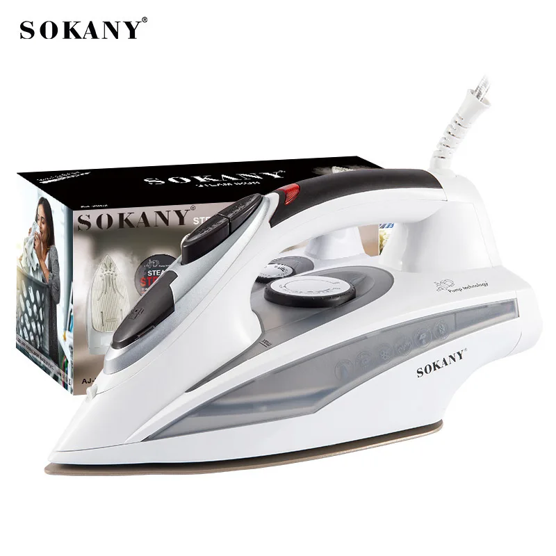 Steam Iron for Clothes with Titanium Infused Ceramic Soleplate, 2400 Watts,  Self-cleaning, White