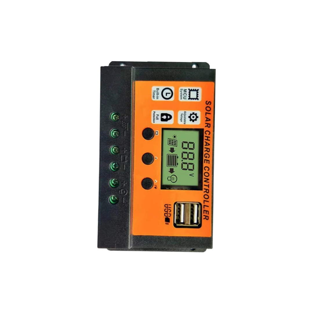 100A Orange Solar Controller 12V 24V Photovoltaic Power Generation Simple Solar