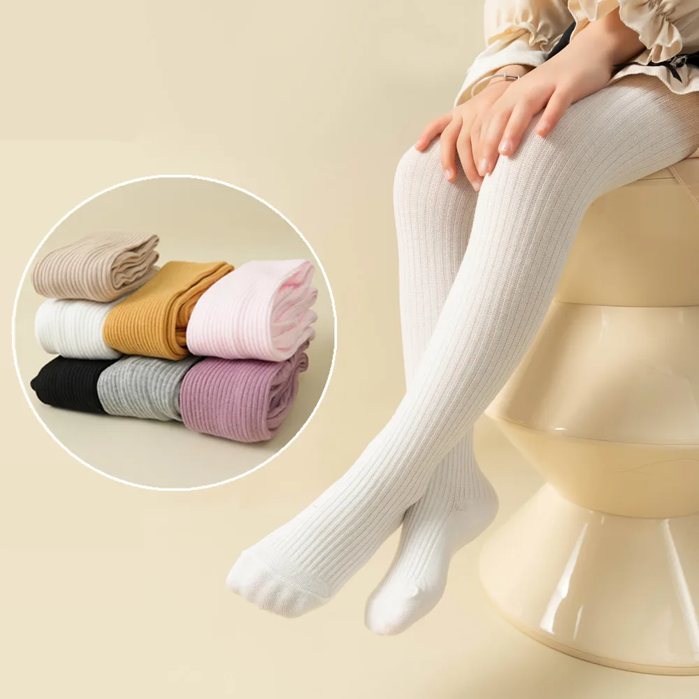 Cotton Colored Tights For Children Toddler Girls Boys White Black Knit Pantyhose Kids Socks Newborn Infant Baby Warm Stockings