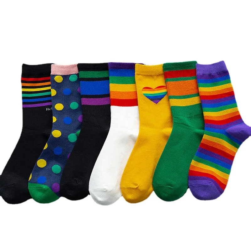 4 Pairs Women's Socks Cute Harajuku Warm Sock Simple Colorful Striped Short Socks Fashion Spring Autumn Women's Mid Tube Socks