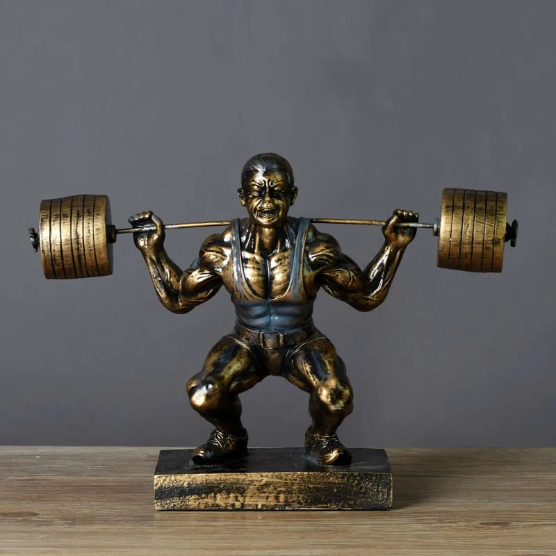 

USA MR. WEIGHTLIFTING SCULPTURE EUROPEAN RESIN ORNAMENTS CHARACTER STATUE ART MODEL HOME DECORATION ACCESSORIES FIGURINE CRAFTS