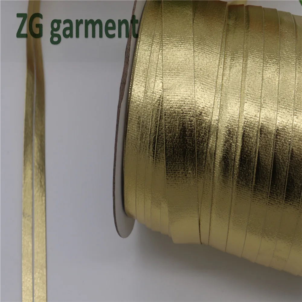 5/8"(15mm) Metallic Bias Tape Bias Binding Ribbon Solid Color pu gold For DIY dress Garment handmade sewing material