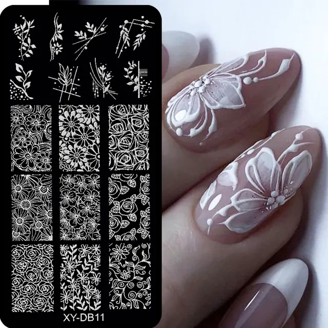 Spitze Floral Nail Art Stamping Platte Französisch Hochzeit Böhmischen Stil Polnischen Druck Vorlage Platte Blume Schablonen Maniküre Werkzeug