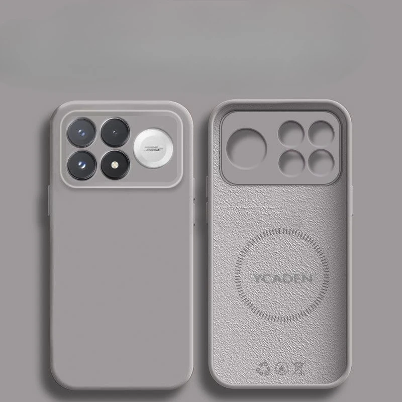 Luxury Built-in Magnetic Liquid Silicone Solid Color Phone Case Cover