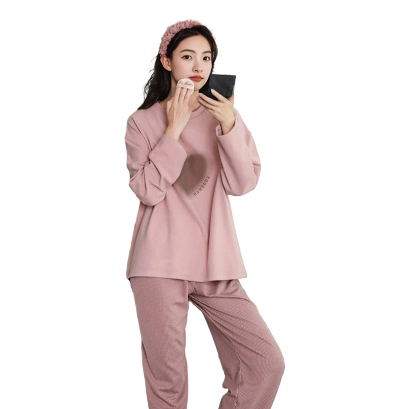 Women's Pajama Set Printed Pj Long Sleeve Sleepwear Soft 2 Piece Sets