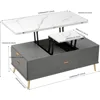 Coffee Table, Modern Lift Top Coffee Table with 4 Drawers, Open Shelves & Hidden Compartment, Convertible Dining Table 6