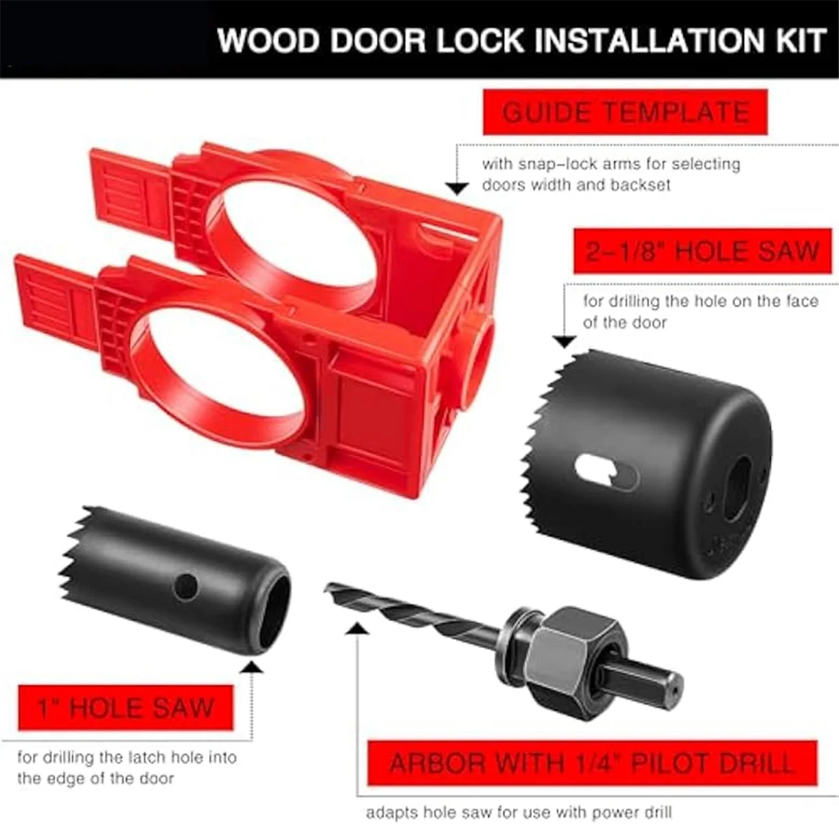 Door Lock Installation Kit Door Hole Drilling Kit for Wooden Doors Door Lock Hole Saw Door Knob Installation Kit door lock locksmith tools door knob
