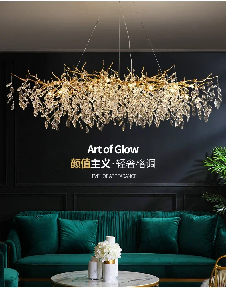 Description Picture 4 of itemLuxury Gold Crystal LED Chandeliers Living Dining Room Bedroom Lighting Lustre Ceiling Pendant Lamps Indoor Villa Lights Fixture