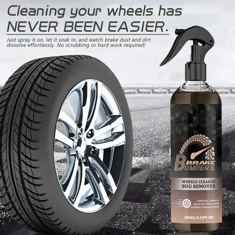 Rim Cleaner Tire Shine Spray Car Detailing Spray Automotive Wheel Cleaning With Sponge And Cloth Eliminate Brake Dust