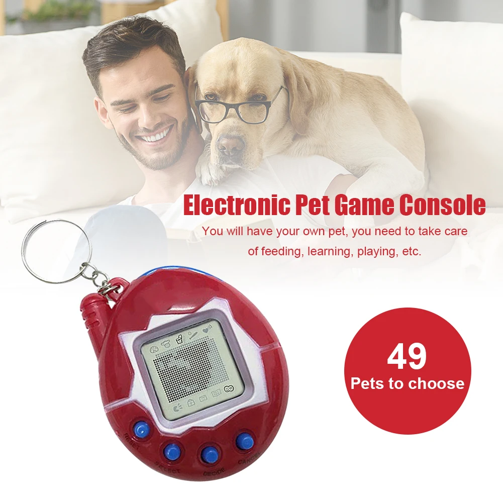 Electronic Pets Toys Virtual Digital Pet Game Console Nostalgic Virtual E-pet Interactive Toys w/ Keychain