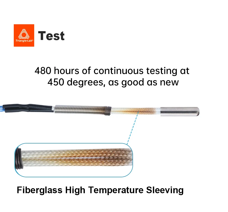 R Trianglelab PT1000 Pro Thermistor-Kartusche Hochtemperatur 450 ° C für Drucker Volcano V6 Hotend Rapido Dragon PEI Carbonfaser – Detail 2