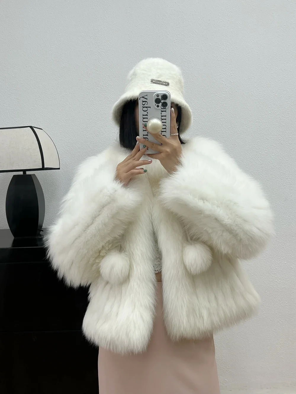 Short Strips Real Fox Fur Coat Young Puffy Jackets Solid Hairball Winter 2023 Thick Warm Luxury Slimming Women's Clothes Casual
