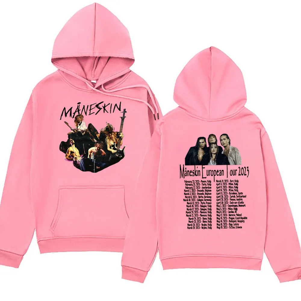 Maneskin Hoodies Rock Band European Tour Oversized Sweatshirts Men's Women's Vintage Hoodie Oversized Streetwear Pullover Tops
