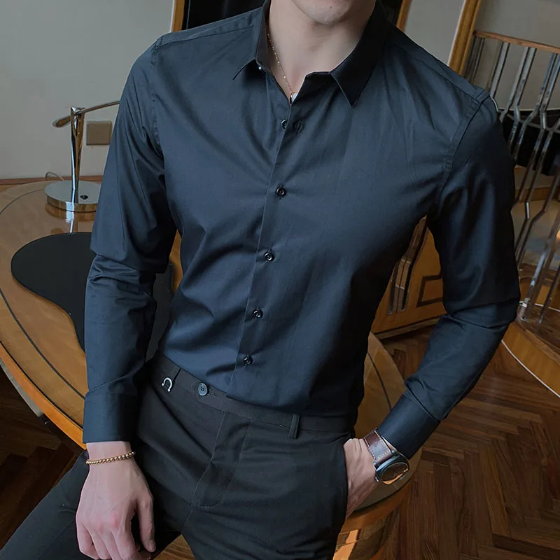 Black Blue White New Fashion Men Shirt | Black Dress Shirt Mens Long Sleeve  - 2023 - Aliexpress