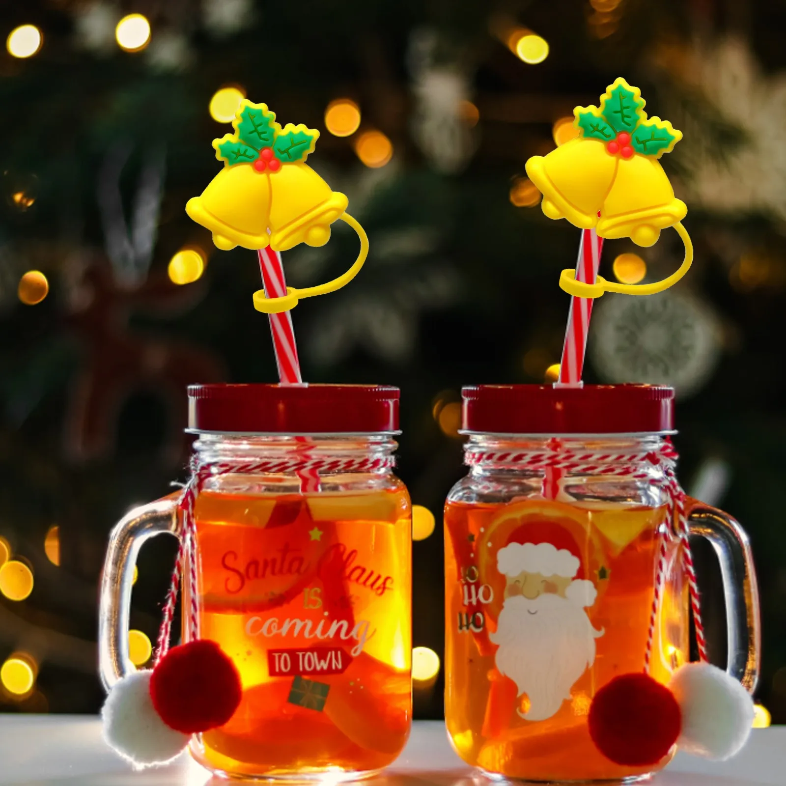 Straw Toppers Charms Decoration Silicone Straw Caps Drinking Charms For Straws Party Decoration
