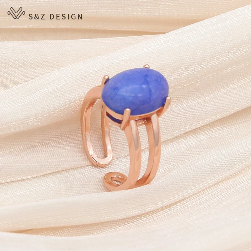 S&Z DESIGN New Fashion Classic Egg Shape Oval Rings For Women Wedding 585 Rose Gold Color Elegant Jewelry Trendy Gift