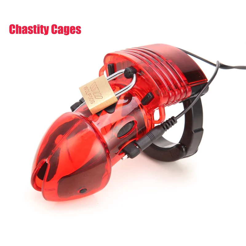 Electro Shock Penis Ring Chastity Belt Penis Lock Electric Male Chastity Device Cock Cage BDSM Adult Sleeve Stimulate Sex Toys electro sex toys electric sex toys penis rings