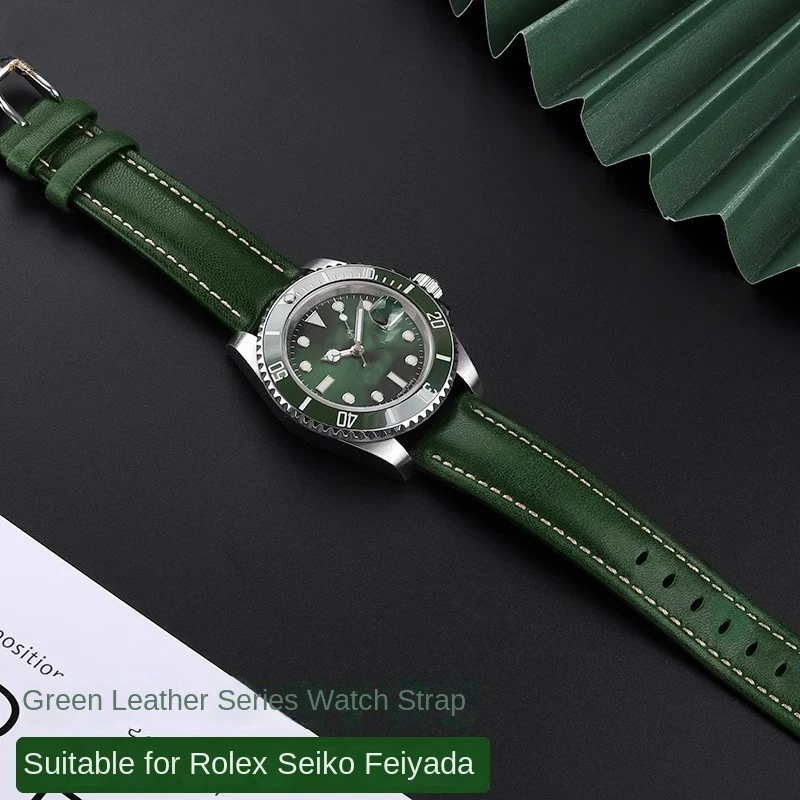 High Quality Green Watch Strap with Butterfly Buckle - Business Casual Design