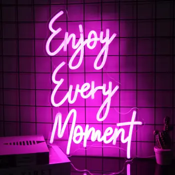 Enjoy Every Moment Neon Sign Pink Letter LED light Sign