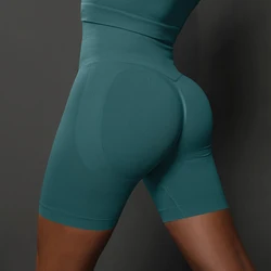 High Waist Seamless Yoga Workout Shorts - S (Greenish)