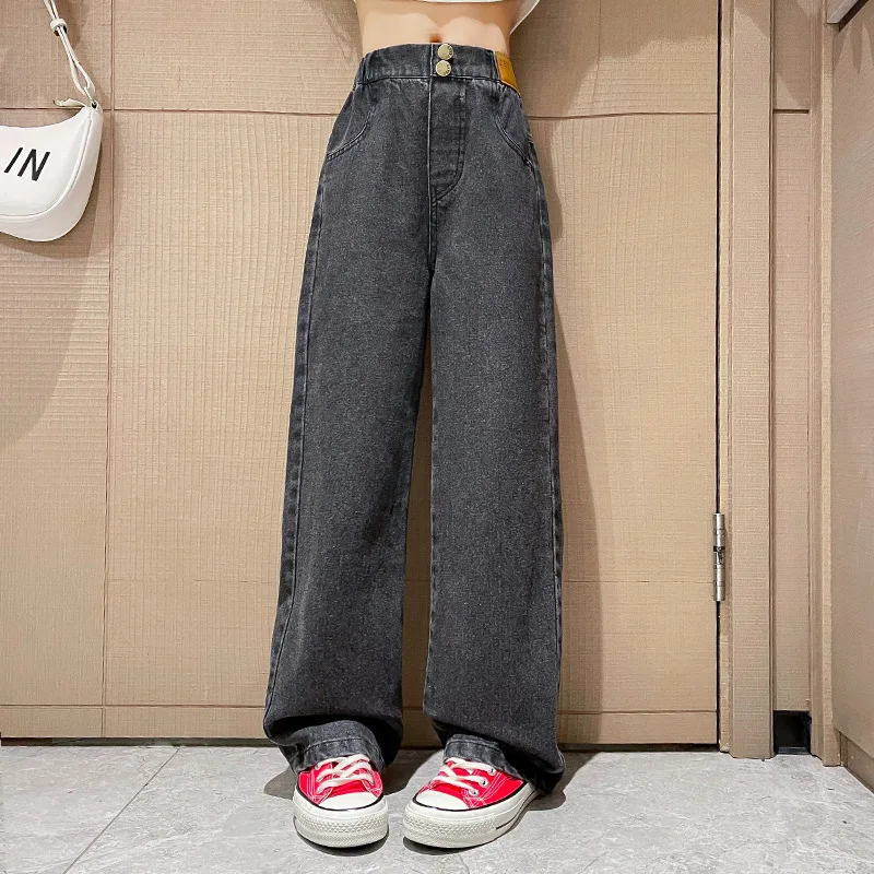 Spring Autumn Teenager Girls Denim Pants Children Trousers