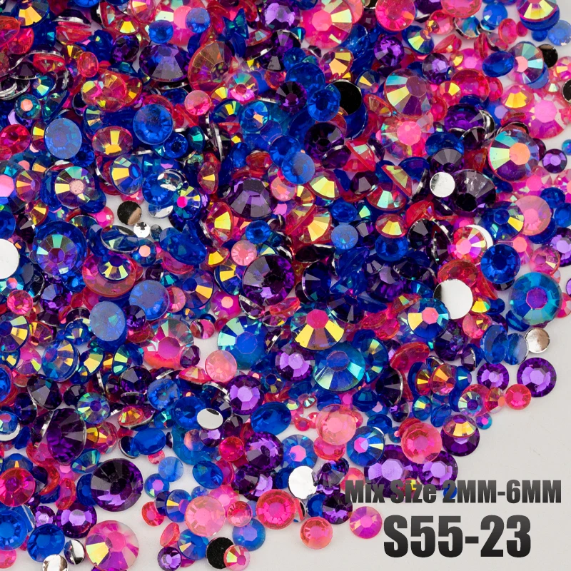 VDD 30/100g Neue Mix Größe 2-6mm Harz Strass Kristall Farbe AB Flatback Steine für DIY Handwerk Nail art Dekorationen Großhandel – Detail 28