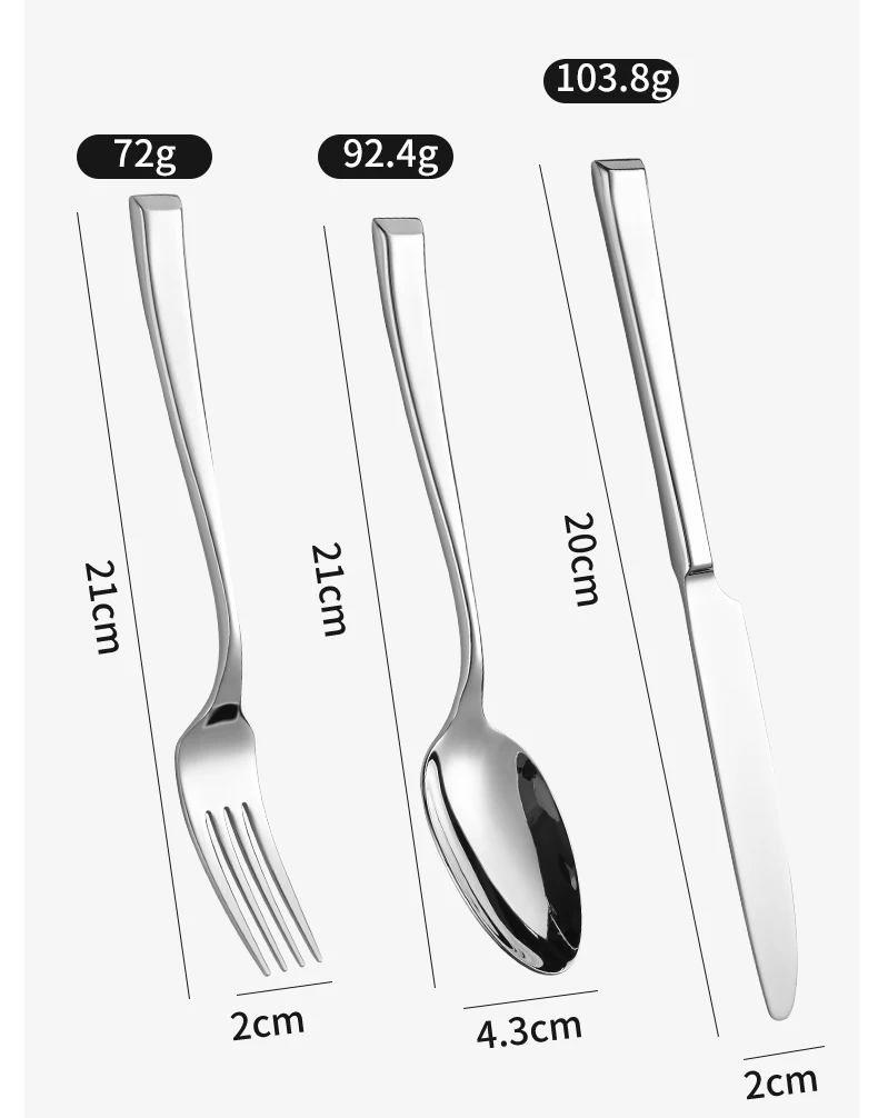 Set di posate inclinate in acciaio inossidabile, set di posate portatili da viaggio, cucchiaio, forchetta, coltello, set di stoviglie riutilizzabili per il campeggio all'aperto - immagine 4
