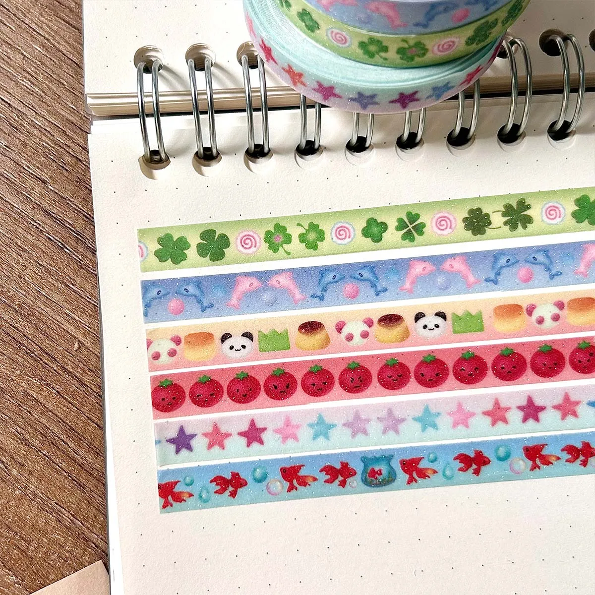 Kawaii Four-leaf Clover Washi Tape Cute Tomato Deco Washi Tape with Sand-Coated Shimmer Film Masking Tape with release paper 5