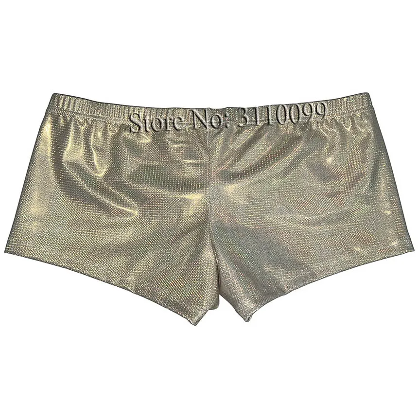 Men's Soft Dazzle Leather Boxer Briefs Underwear Bulge Pouch Panties Hot Trunks