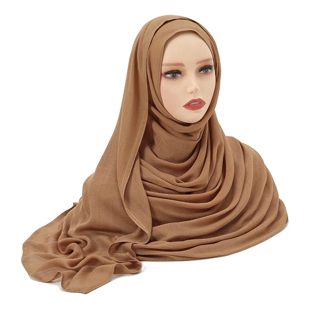 Châles en coton rayonne pour femmes musulmanes, Hijab Modal, écharpe unie, grande taille, Turban islamique, bandeau 190x85cm