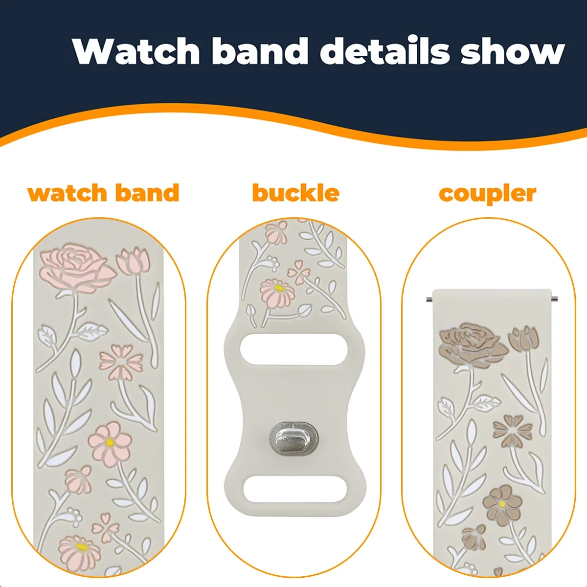 Engraved Silicone Business Watch Strap - Multiple Sizes