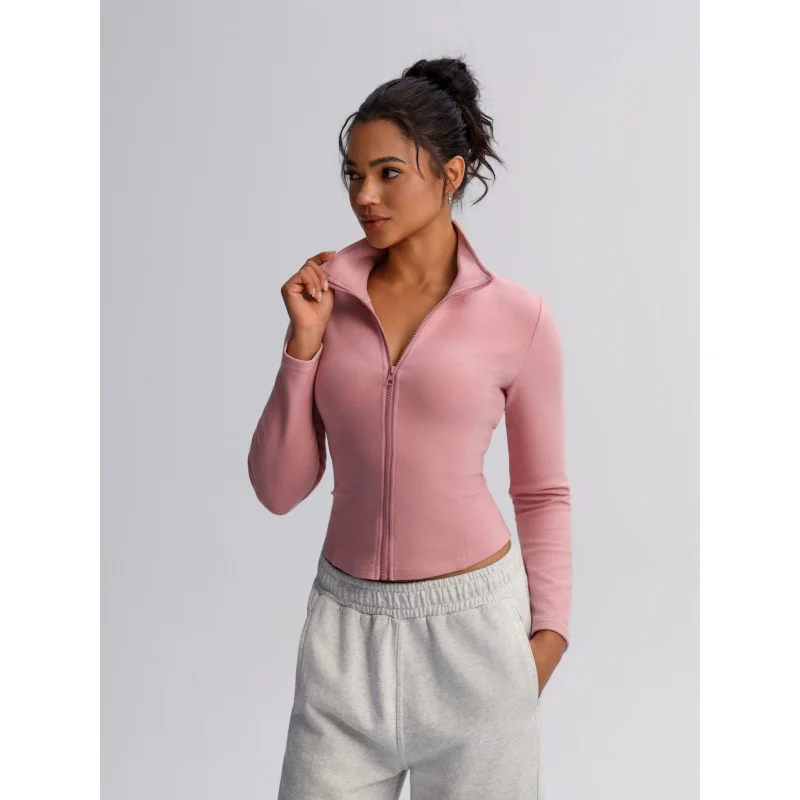 LEOSOXS 요가 여성복 지퍼 스탠드 칼라 플리스 안감 가디건 캐주얼 스포츠 짐 러닝 운동 피트니스 긴팔 따뜻한 상의