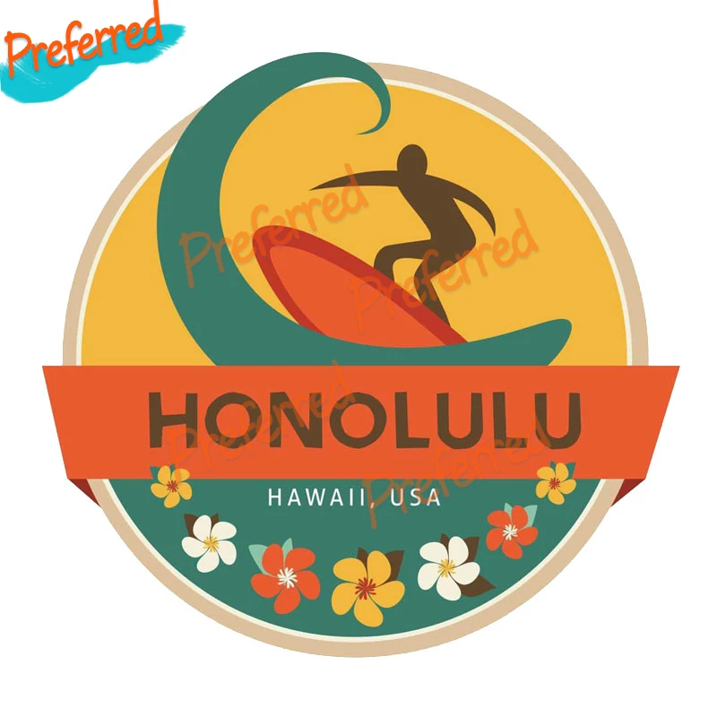 Fashion Creative Car Sticker Surfing Honolulu Hawaii USA Flag Accessories PVC Decal for Mazda 6  206 Land Rover
