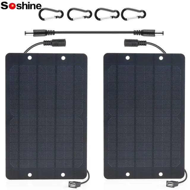 Soshine USB 5V 6W Mini Solar Panel DC 6V Solar Battery Charger High Performance Monocrystalline for Monitor Small Pump Small Fan 1