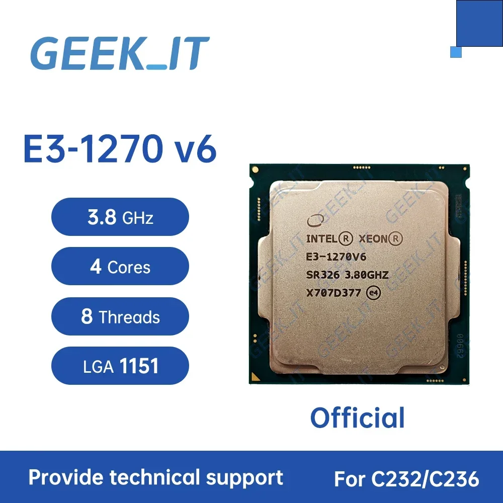 Xeon E3-1270v6 SR326 3.8GHz 4-Cores 8-Threads 8MB 72W LGA1151  E3 1270 v6