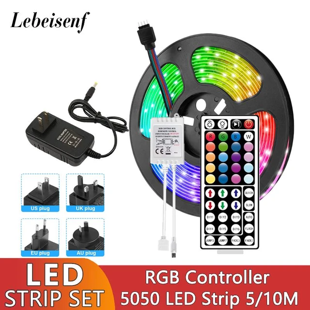 2 Ports RGB LED Strip 24 Key IR Remote Controller + 12V 3A Power