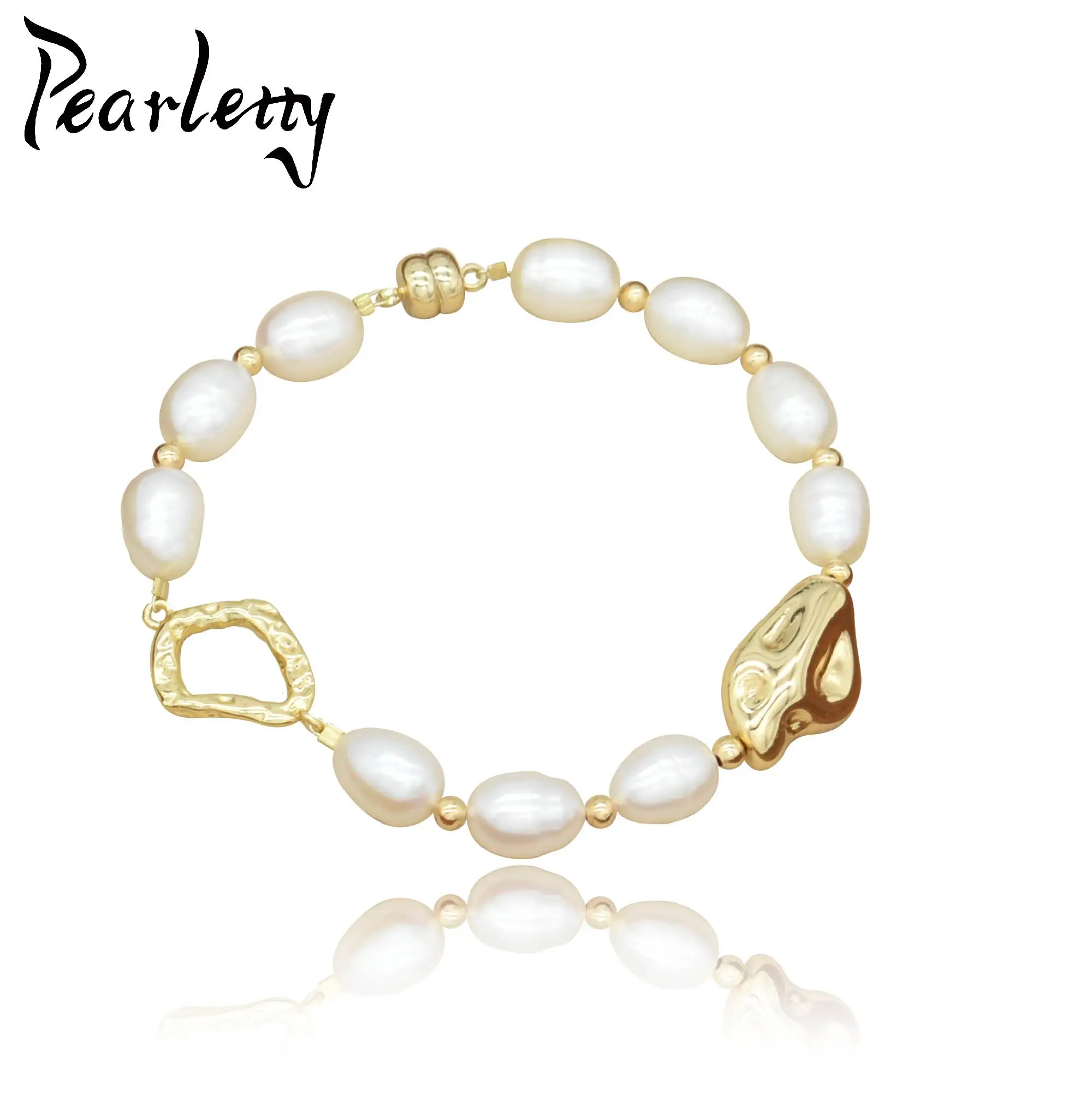 

Y2K Handmade Design Bracelet With 8mm Freshwater Pearl 18K Gold Plated for Women Gifts 2024 Freeshipping
