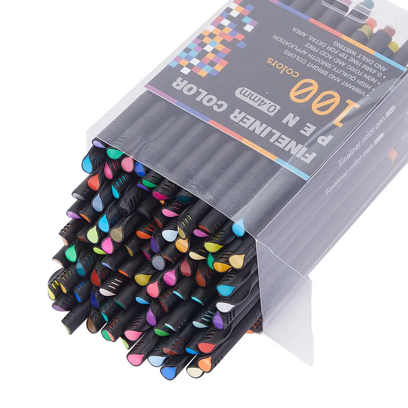 Fineliner Colorido Agulha Pen Grupo Caneta Aquarela Desenho Esboço Graffiti Material de Arte Escolar 12 24 36 48 60 100 Cores